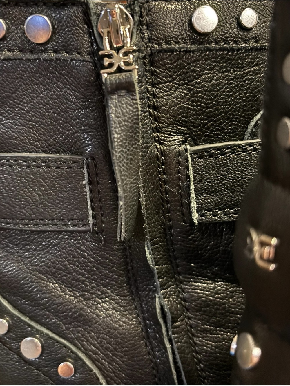 Sam Edelman Womens Drea Black Leather Studded Side Zip Moto Boots Size US 8 - Picture 12 of 15